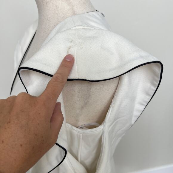 SELF-PORTRAIT Women's Monochrome Asymmetric Wrap Dress Size 2 In White - Picture 5 of 12